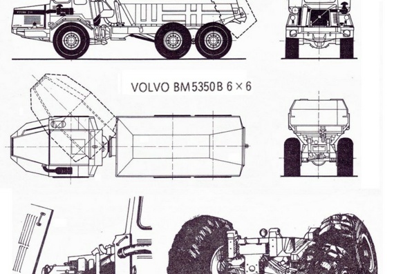 Volvo BM 5350B 6x6 (1984) (Одноосный самосвал) чертежи (рисунки) грузовика